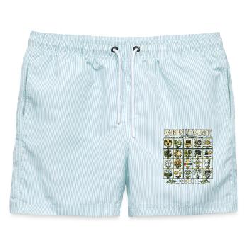 Frauen in der Wissenschaft - Männer Badeshorts - hellblau gestreift - Vorne - AI Model Male 178 light (178cm)