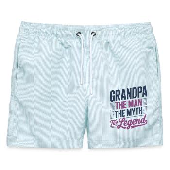 Opa der Mann, der Mythos, die Legende - Männer Badeshorts - hellblau gestreift - Vorne - AI Model Male 178 light (178cm)