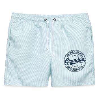 Opa der Mann, der Mythos, der schlechte Einfluss - Männer Badeshorts - hellblau gestreift - Vorne - AI Model Male 178 light (178cm)