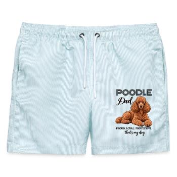 Poodle Dad Pudel Papa Hundebesitzer - Männer Badeshorts - hellblau gestreift - Vorne - AI Model Male 178 light (178cm)