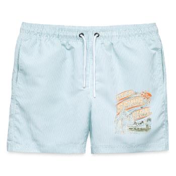 Tontaubenschießen Lead Swing Fire - Männer Badeshorts - hellblau gestreift - Vorne - AI Model Male 178 light (178cm)