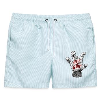 Fang dich zusammen, Hand Brüder in den Waffen - Männer Badeshorts - hellblau gestreift - Vorne - AI Model Male 178 light (178cm)