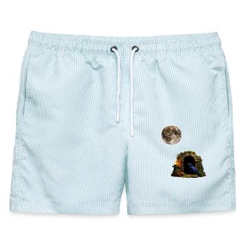Mondnacht im Krähen tor - Männer Badeshorts - hellblau gestreift - Vorne - AI Model Male 178 light (178cm)