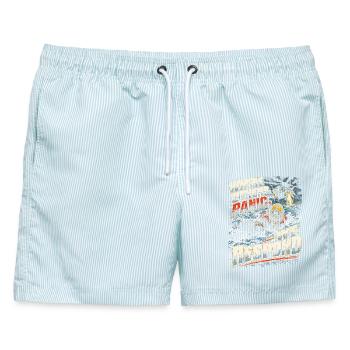Rettungsschwimmer Where Others Panic We Respond - Männer Badeshorts - hellblau gestreift - Vorne - AI Model Male 178 light (178cm)