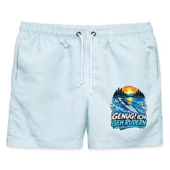 Rudern Leidenschaft Hobby Genug! Ich geh rudern - Männer Badeshorts - hellblau gestreift - Vorne - AI Model Male 178 light (178cm)