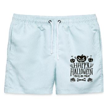Verfluchter Kürbis Süßes oder Saures - Männer Badeshorts - hellblau gestreift - Vorne - AI Model Male 178 light (178cm)