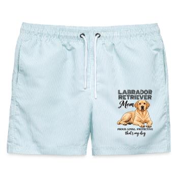 Labrador Retriever Mom Proud Loyal Dog - Männer Badeshorts - hellblau gestreift - Vorne - AI Model Male 178 light (178cm)