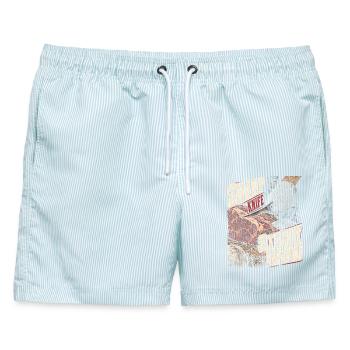 Metzger Schlachter Metzgerhandwerk - Männer Badeshorts - hellblau gestreift - Vorne - AI Model Male 178 light (178cm)