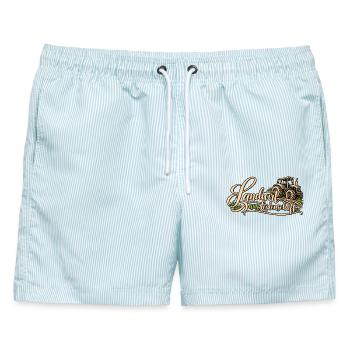 Landwirt aus Leidenschaft Bauer Landwirtschaft Hof - Männer Badeshorts - hellblau gestreift - Vorne - AI Model Male 178 light (178cm)