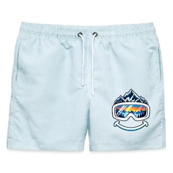 Ski Goggles Mountain Snowboard Wintersport - Männer Badeshorts - hellblau gestreift - Vorne - AI Model Male 178 light (178cm)