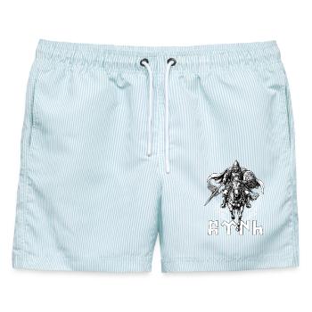 Osmanischer Akinci Krieger Türk Reiter Göktürk - Männer Badeshorts - hellblau gestreift - Vorne - AI Model Male 178 light (178cm)