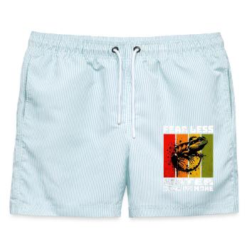 Chinesische Wasseragame - Männer Badeshorts - hellblau gestreift - Vorne - AI Model Male 178 light (178cm)