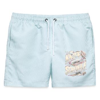 Metzger Schlachter Metzgerhandwerk - Männer Badeshorts - hellblau gestreift - Vorne - AI Model Male 178 light (178cm)