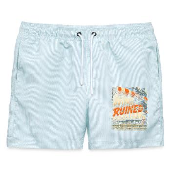 Tontaubenschießen Wind Ruined Everything - Männer Badeshorts - hellblau gestreift - Vorne - AI Model Male 178 light (178cm)