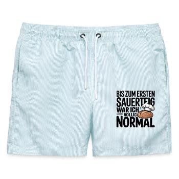 Mein Sauerteig - Männer Badeshorts - hellblau gestreift - Vorne - AI Model Male 178 light (178cm)