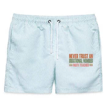 Never Trust An Irrational Number Mathelehrer - Männer Badeshorts - hellblau gestreift - Vorne - AI Model Male 178 light (178cm)