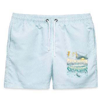 Rettungsschwimmer Calm Water Makes Me Suspicious - Männer Badeshorts - hellblau gestreift - Vorne - AI Model Male 178 light (178cm)