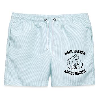 Maul halten Abflug machen Schnauze halten - Männer Badeshorts - hellblau gestreift - Vorne - AI Model Male 178 light (178cm)