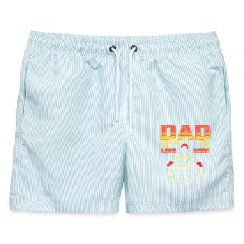 Cooler Feuerwehr Papa Mit Tochter Sohn - Männer Badeshorts - hellblau gestreift - Vorne - AI Model Male 178 light (178cm)