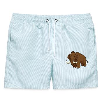 Mammut Eiszeittiere Eiszeit Steinzeit - Männer Badeshorts - hellblau gestreift - Vorne - AI Model Male 178 light (178cm)