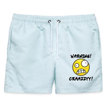 Verrücktes Grins-Symbol - Männer Badeshorts - hellblau gestreift - Vorne - AI Model Male 178 light (178cm)