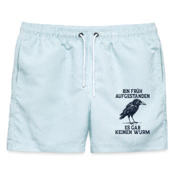 Sarkastisch Morgenmuffel Früher Vogel Sarkasmus - Männer Badeshorts - hellblau gestreift - Vorne - AI Model Male 178 light (178cm)