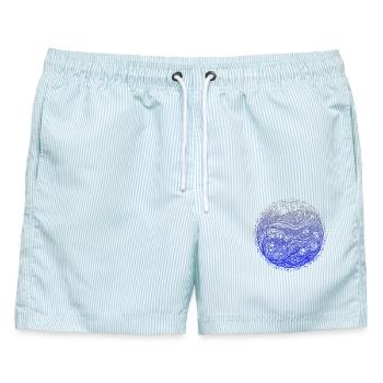 Geister des Wassers, Finnische Folklore - Männer Badeshorts - hellblau gestreift - Vorne - AI Model Male 178 light (178cm)