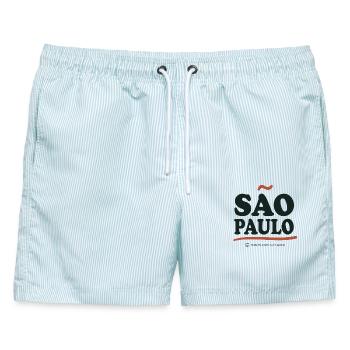 São Paulo Retrotypografie - Männer Badeshorts - hellblau gestreift - Vorne - AI Model Male 178 light (178cm)