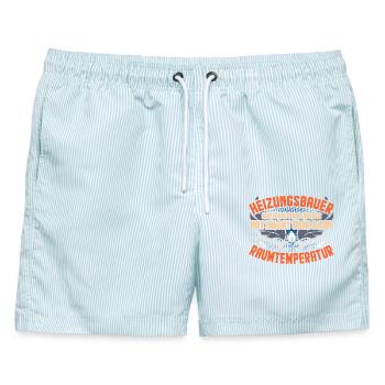Heizungsbauer Geschenk - Männer Badeshorts - hellblau gestreift - Vorne - AI Model Male 178 light (178cm)