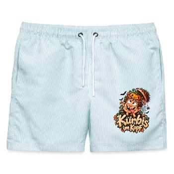 Hallowennfans Kürbis im Kopf Halloweenparty - Männer Badeshorts - hellblau gestreift - Vorne - AI Model Male 178 light (178cm)