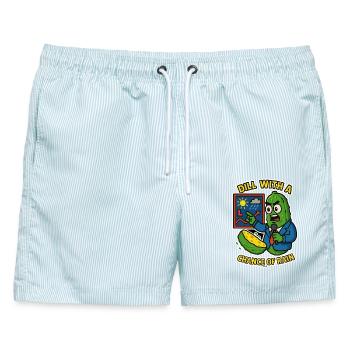 Dill Weather Wortspiel Gurken-Tee - Männer Badeshorts - hellblau gestreift - Vorne - AI Model Male 178 light (178cm)