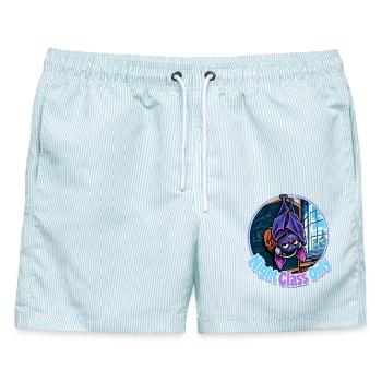Halloween Fledermaus Night Class Only für - Männer Badeshorts - hellblau gestreift - Vorne - AI Model Male 178 light (178cm)