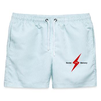 Elektrischer 1%-Bolzenimpuls - Männer Badeshorts - hellblau gestreift - Vorne - AI Model Male 178 light (178cm)