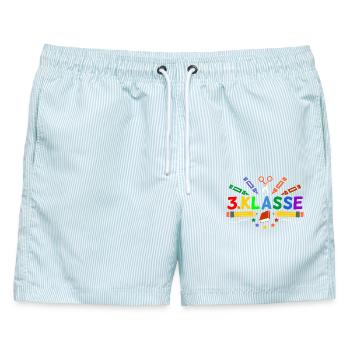 3.Klasse Geschenk Erster Schultag Schulanfang - Männer Badeshorts - hellblau gestreift - Vorne - AI Model Male 178 light (178cm)