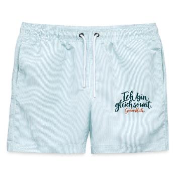 Gedanklich Gleich So Weit - Männer Badeshorts - hellblau gestreift - Vorne - AI Model Male 178 light (178cm)