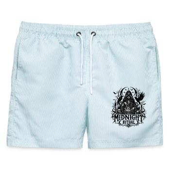 Mitternachtsritual Finstermond - Männer Badeshorts - hellblau gestreift - Vorne - AI Model Male 178 light (178cm)