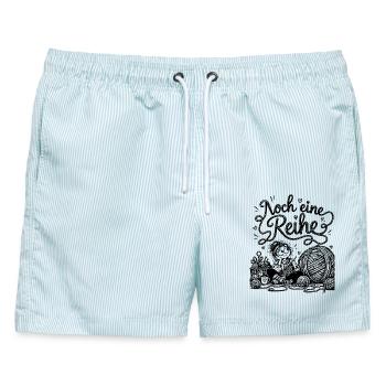 Lustiger Stricken Spruch für Wollfans - Männer Badeshorts - hellblau gestreift - Vorne - AI Model Male 178 light (178cm)