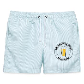 Ein Bierchen Spaß Muss Sein! (Bier Bierglas POS2C) - Männer Badeshorts - hellblau gestreift - Vorne - AI Model Male 178 light (178cm)