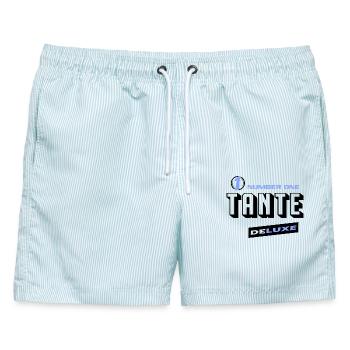 Tante Number One Deluxe Bester Familie Beste Tante - Männer Badeshorts - hellblau gestreift - Vorne - AI Model Male 178 light (178cm)