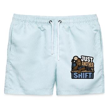 Just Another Shift Bigfoot - Männer Badeshorts - hellblau gestreift - Vorne - AI Model Male 178 light (178cm)