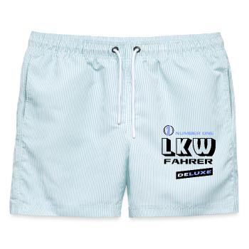 LKW Number One Deluxe Bester Lastwagen - Männer Badeshorts - hellblau gestreift - Vorne - AI Model Male 178 light (178cm)