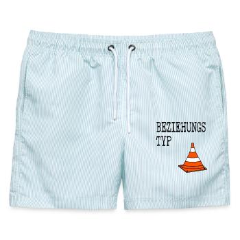 Beziehungstyp Pylone - Männer Badeshorts - hellblau gestreift - Vorne - AI Model Male 178 light (178cm)