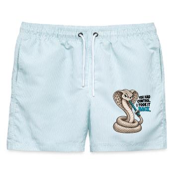 Cobra – Die Kontrolle zurückgewinnen - Männer Badeshorts - hellblau gestreift - Vorne - AI Model Male 178 light (178cm)
