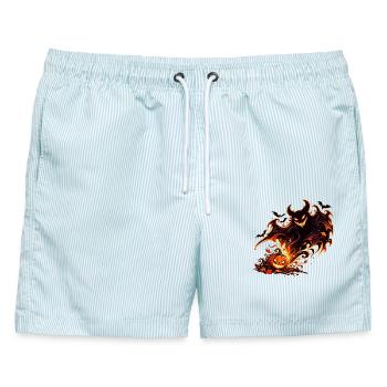 Kleiner Kürbis, großer Spuk - Männer Badeshorts - hellblau gestreift - Vorne - AI Model Male 178 light (178cm)