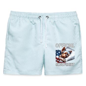 Yorkshire Terrier US Schlafshirt - Männer Badeshorts - hellblau gestreift - Vorne - AI Model Male 178 light (178cm)