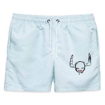 rolling-goth - Männer Badeshorts - hellblau gestreift - Vorne - AI Model Male 178 light (178cm)