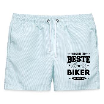 Biker Die Beste Berufe Shirt Sterne Arbeit Job - Männer Badeshorts - hellblau gestreift - Vorne - AI Model Male 178 light (178cm)