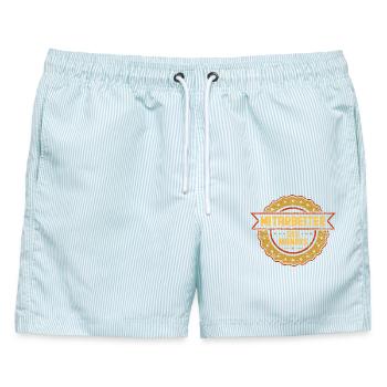 Mitarbeiter des Monats Arbeitskollege Geschenk - Männer Badeshorts - hellblau gestreift - Vorne - AI Model Male 178 light (178cm)