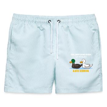 Ein Leben ohne Enten ist möglich aber sinnlos - Männer Badeshorts - hellblau gestreift - Vorne - AI Model Male 178 light (178cm)