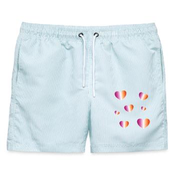 Lesbische Flaggenherzen - Männer Badeshorts - hellblau gestreift - Vorne - AI Model Male 178 light (178cm)